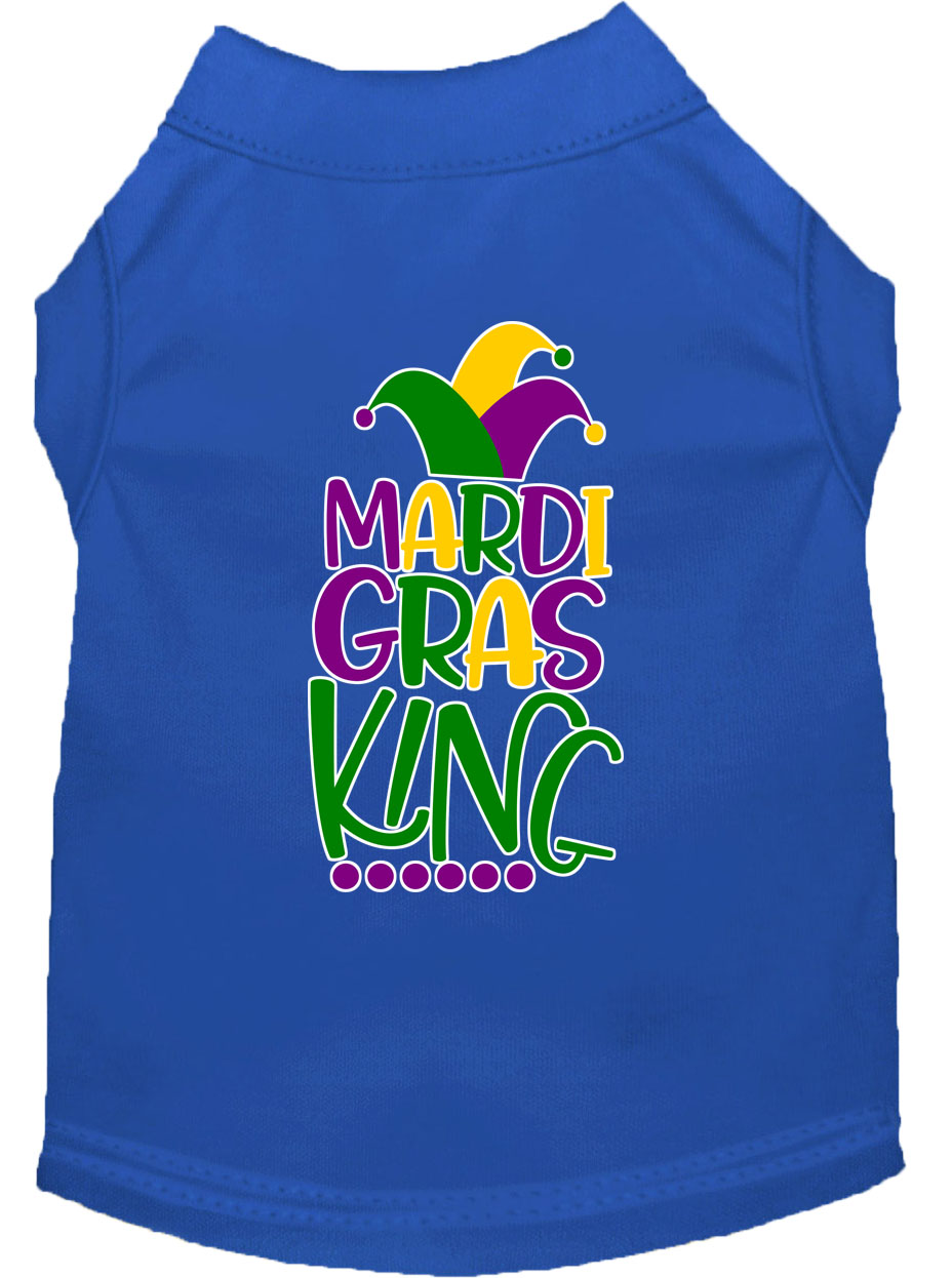 Mardi Gras King Screen Print Mardi Gras Dog Shirt Blue Lg
